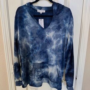 C’est La Vie Tye Dye Burnout Pullover Hoodie-Women’s XL-Athleisure Made In USA
